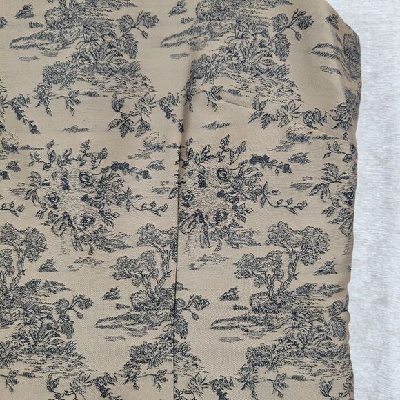Talbots Suit Dress Toile Floral Patterned Sleeveless Light Brown Black Women's - Picture 4 of 10